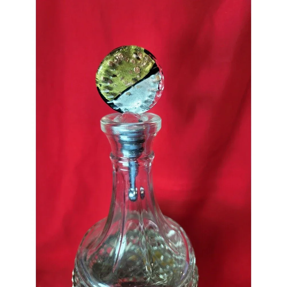 Silver Plated Caddy Bottle Hand Hammered VTG 11'' Crystal Decanter Liquor